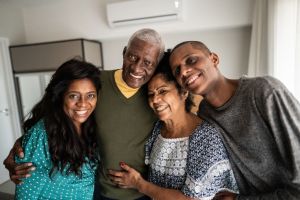 Portrait of a family at home