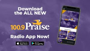 Praise 100.9 App promo graphic
