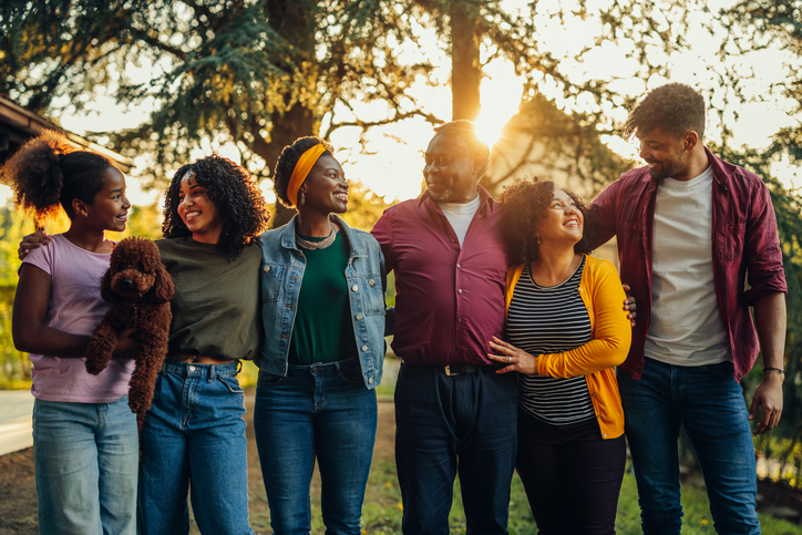 Group of family members in the backyard