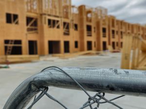 Wood Frame of Apartment Building Under Construction