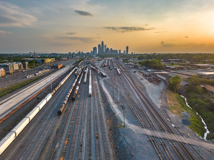 Railroad tracks and rail road yard in Charlotte NC