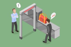 3D Isometric Flat Vector Conceptual Illustration of Baggage Scaning
