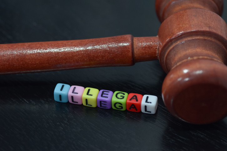 Illegal refers to any action, behavior, or conduct that is prohibited by law and subject to legal penalties if performed.