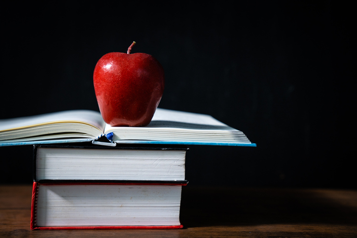 Book with apple,Education Concept,