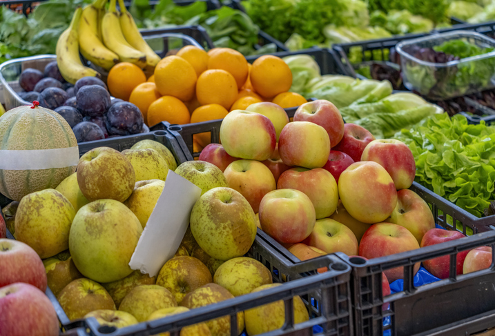 Various Fruits And Lettuce Seen At A Market In Liguria, A Region Of North-Western Italy