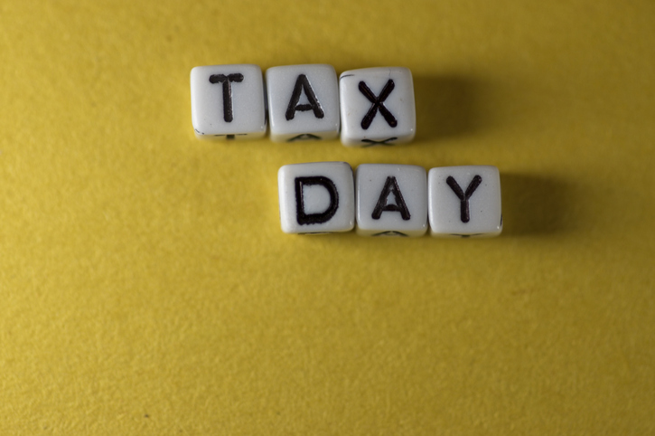 Lettering for TAX DAY with copy space