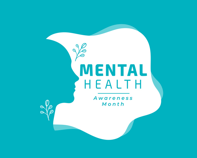 mental health awareness month poster with human head