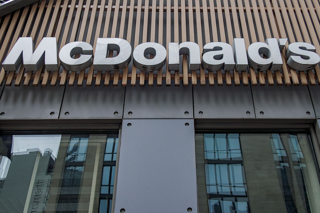 Sign at the entrance to a McDonalds store in Manhattan...