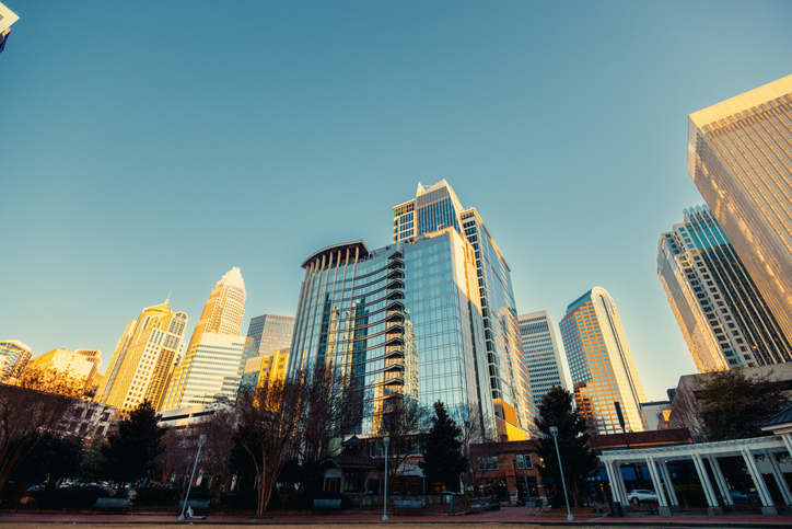 Charlotte North Carolina Skyline - Lookin Up - Romare Bearden Park
